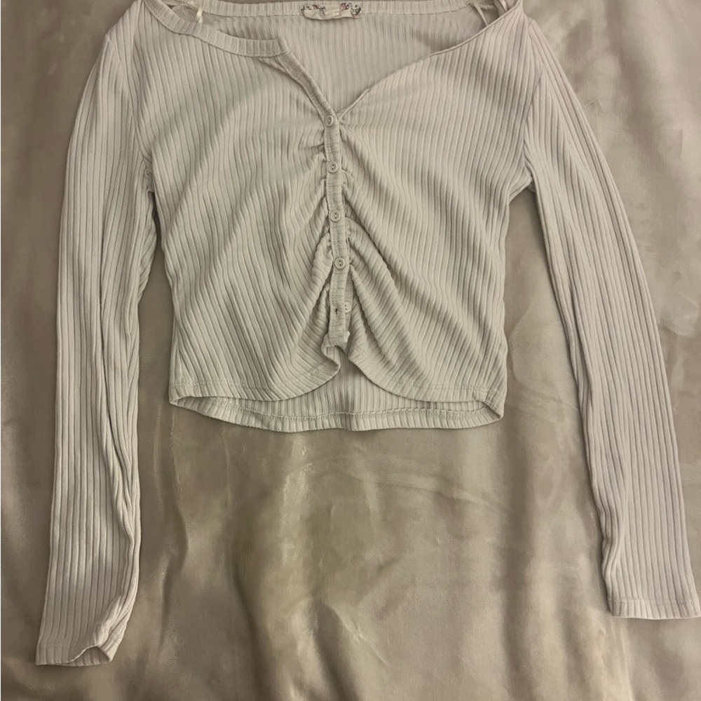 Pink Republic Gray Ribbed Crop Top